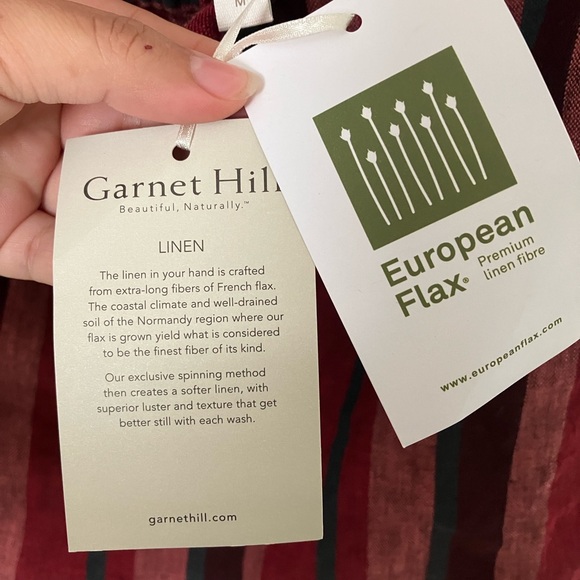 Garnet Hill linen skirt red stripes with pockets - Picture 5 of 7